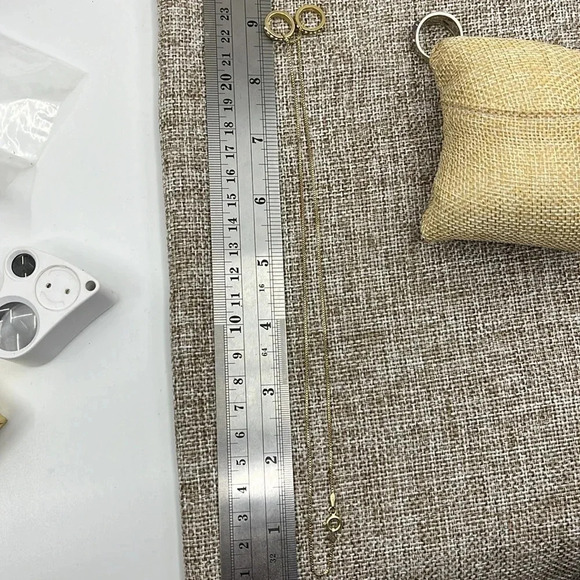 💎 Vintage Italian 18" 925 Silver Gold Necklace - Italy, Double Ring Pendant - Picture 7 of 9